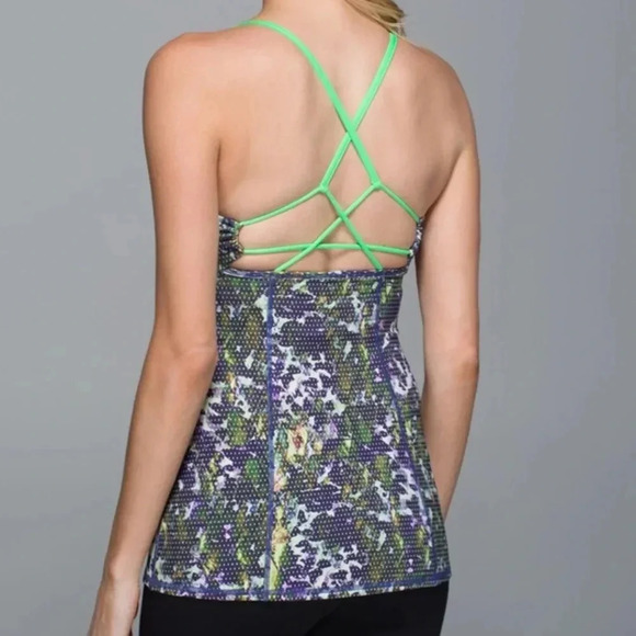 Lululemon Dancing Warrior TankFloral Sport White Multi / Pistachio - Picture 1 of 9